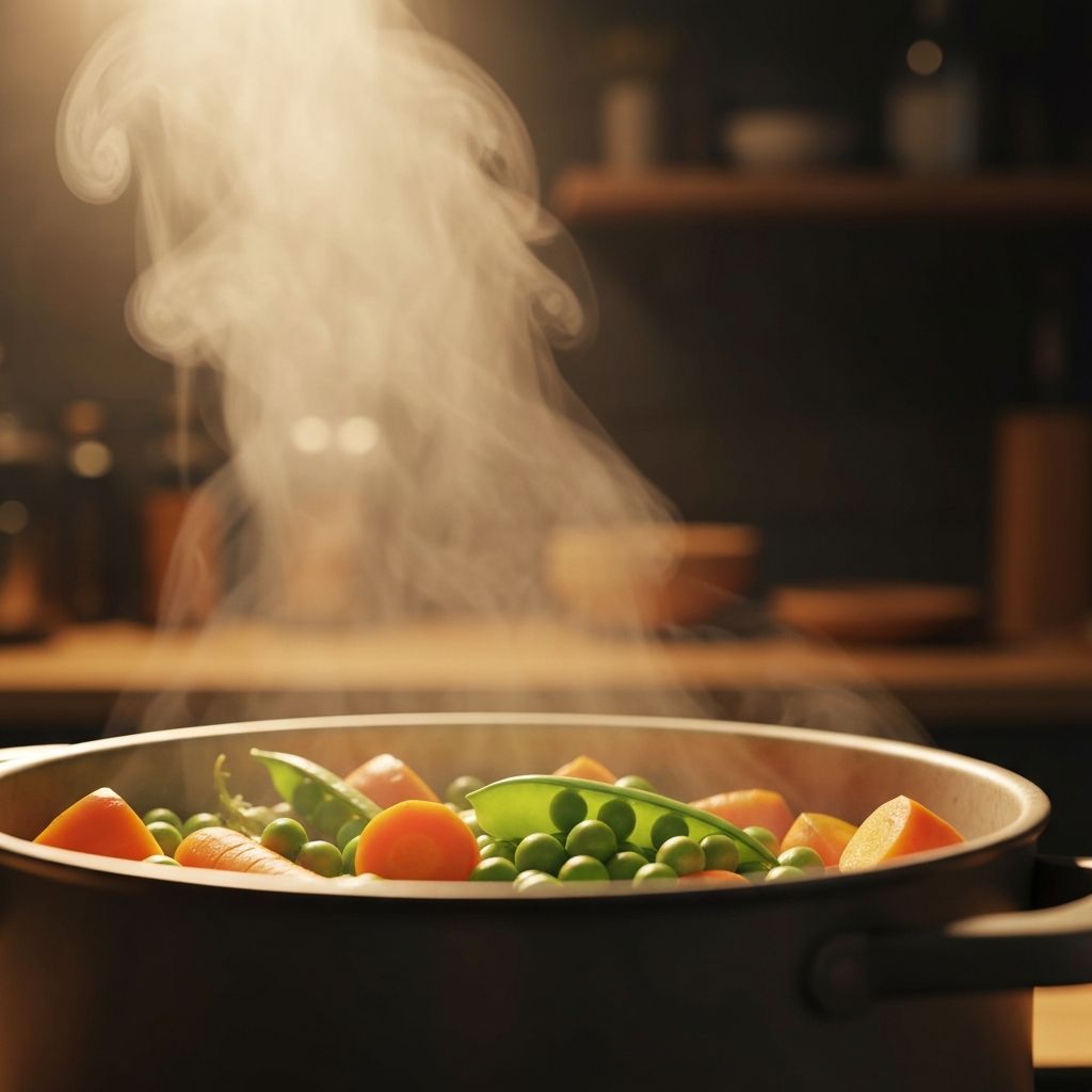Steaming pot with vegetables