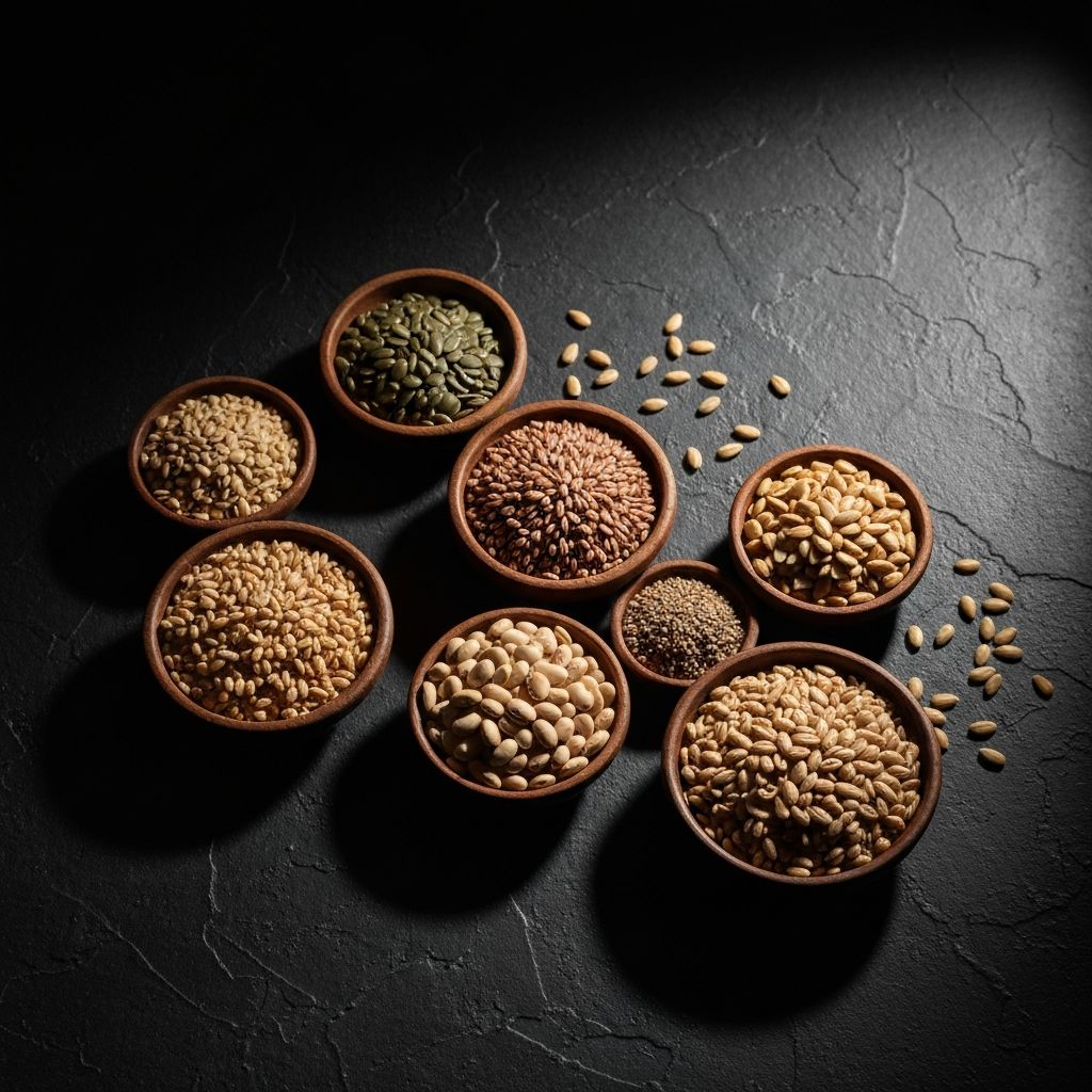 Assortment of whole grains and legumes
